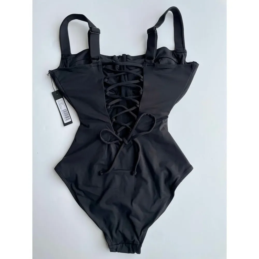 TA3 Lifty One Piece Swimsuit Corset Sculpting Black Size Small Regular/Long JK